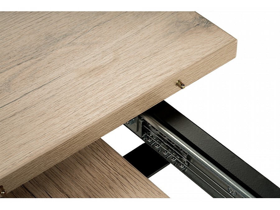 Стол деревянный раскладной Лота Лофт 120(160)х75х75 25 мм черный матовый / дуб делано светлый