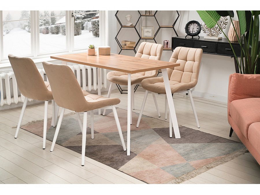 Стол деревянный Тринити Лофт 120х60х75 25 мм дуб вотан / матовый белый