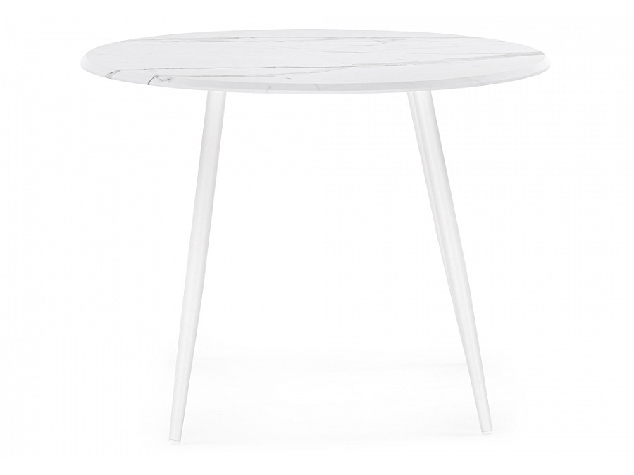 Стол деревянный Стол Абилин 100 мрамор белый / белый матовый