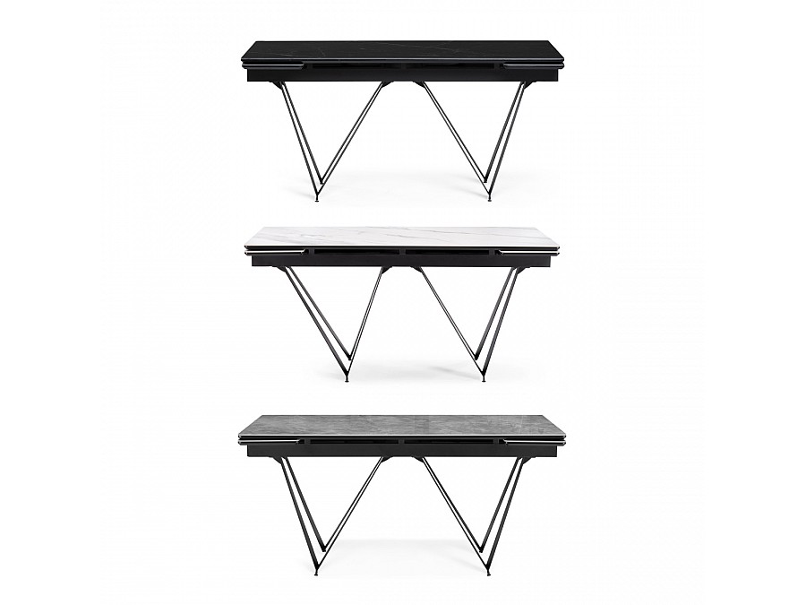 Керамический стол Марвин 160(220)х90х76 серый глняец / черный