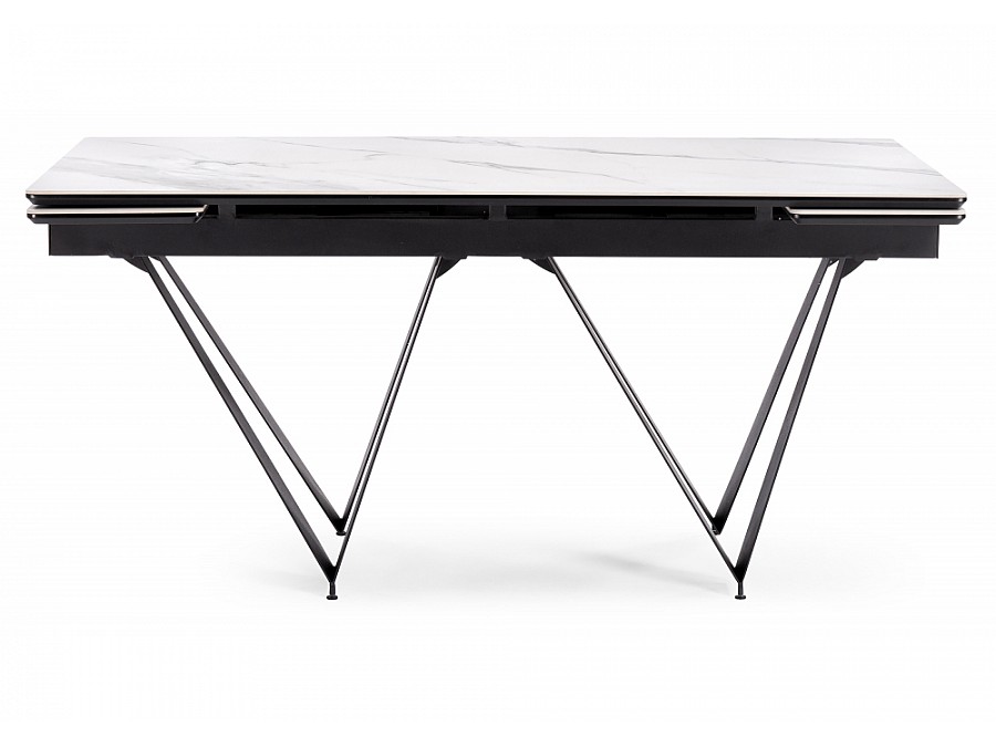 Керамический стол Марвин 160(220)х90х76 белый мрамор / черный