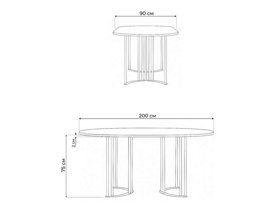 Хьюго О 200 х 90 белая шагрень пленка / черные ноги
