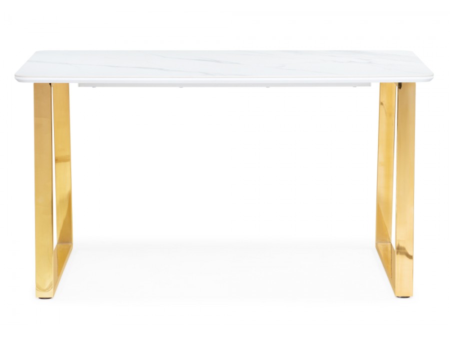Керамический стол Селена 2 160х90х77 белый мрамор / золото