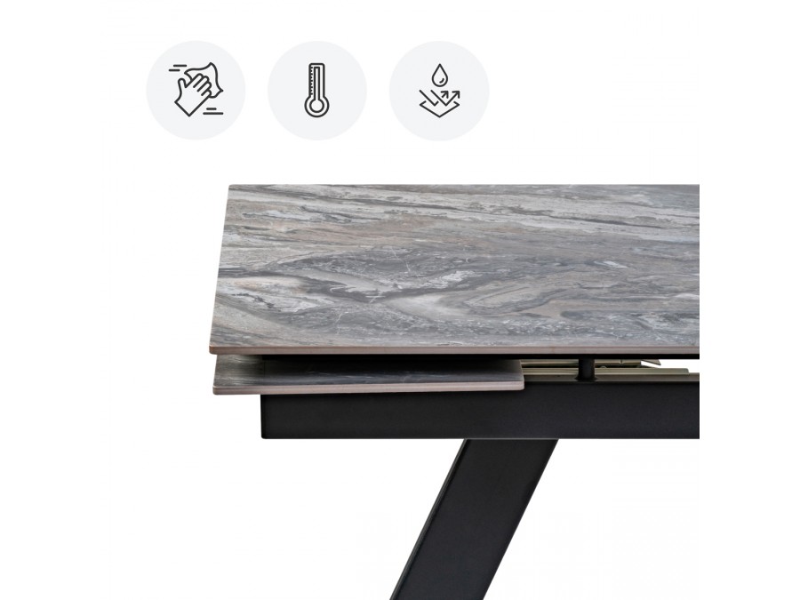 Керамический стол Невис 140(200)х80х76 оробико / черный