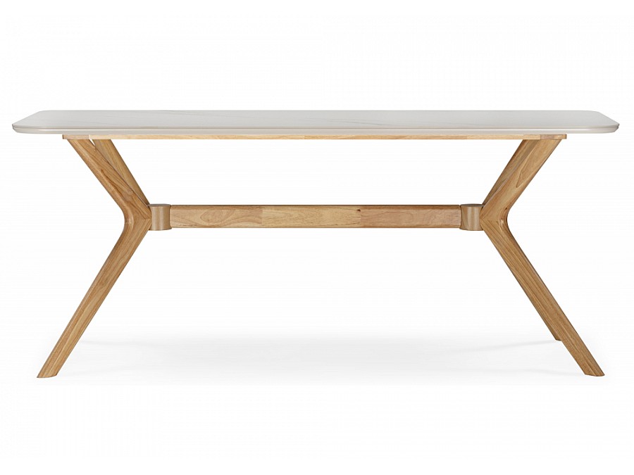 Unika 180x80 белый спеченный камень / светлое дерево