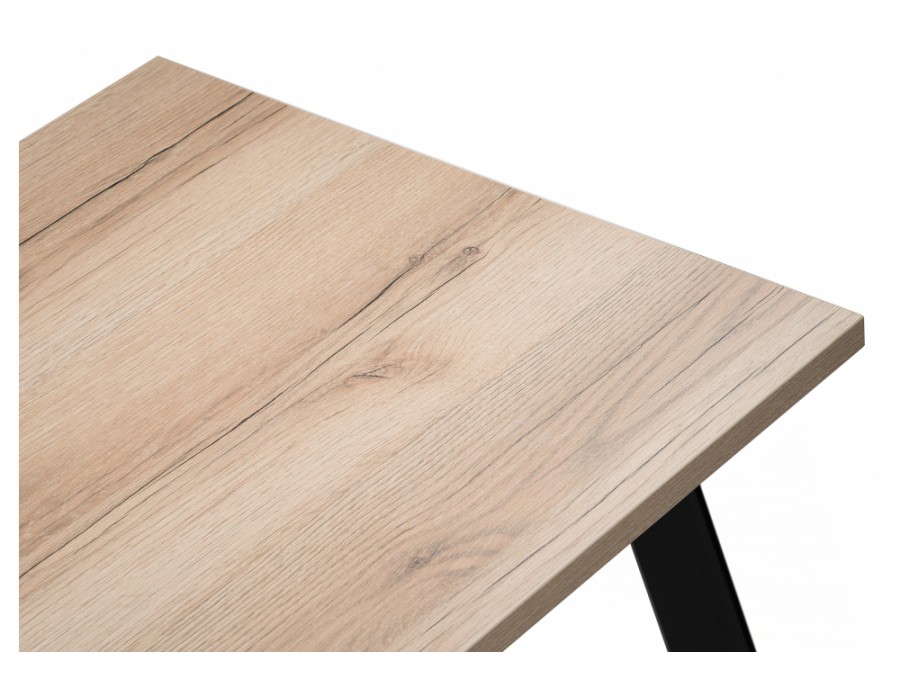 Стол деревянный Тринити Лофт 120х80х75 25 мм дуб делано светлый / черный матовый