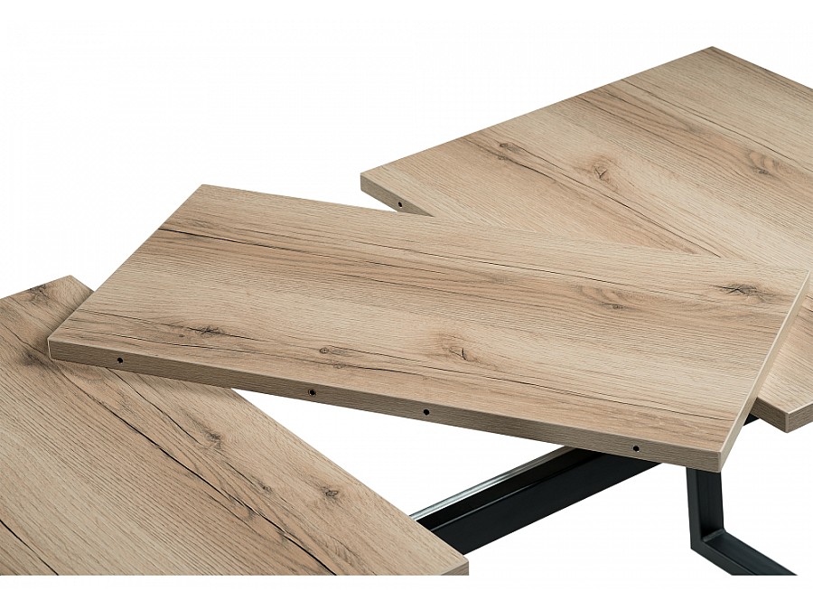 Стол деревянный раскладной Лота Лофт 120(160)х75х75 25 мм черный матовый / дуб делано светлый
