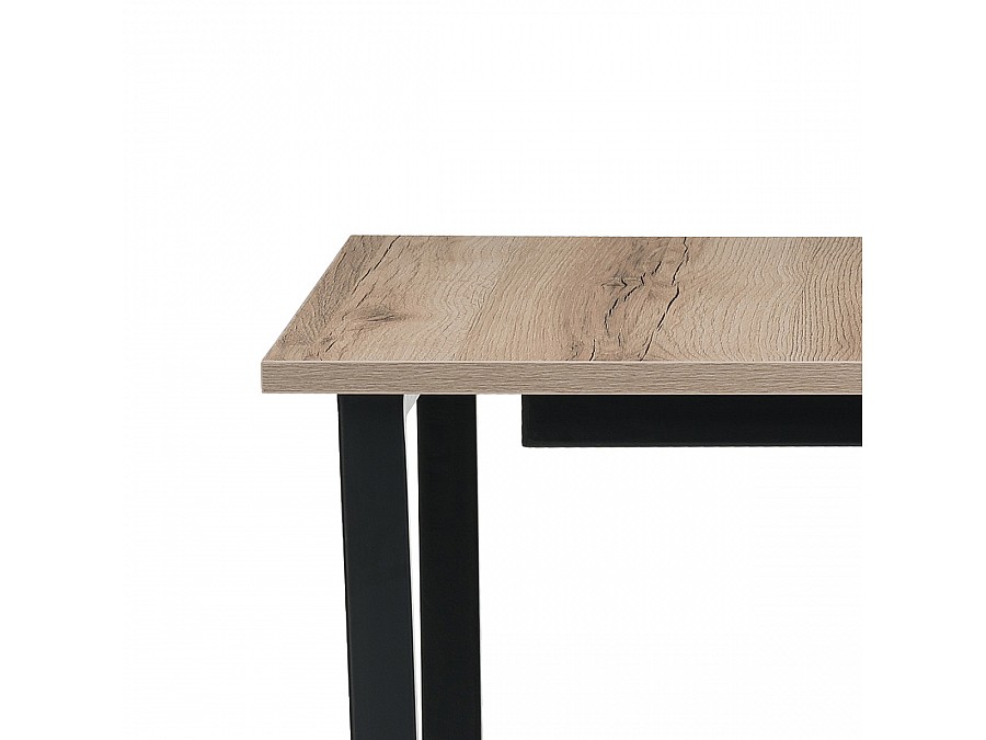 Стол деревянный раскладной Лота Лофт 120(160)х75х75 25 мм черный матовый / дуб делано светлый