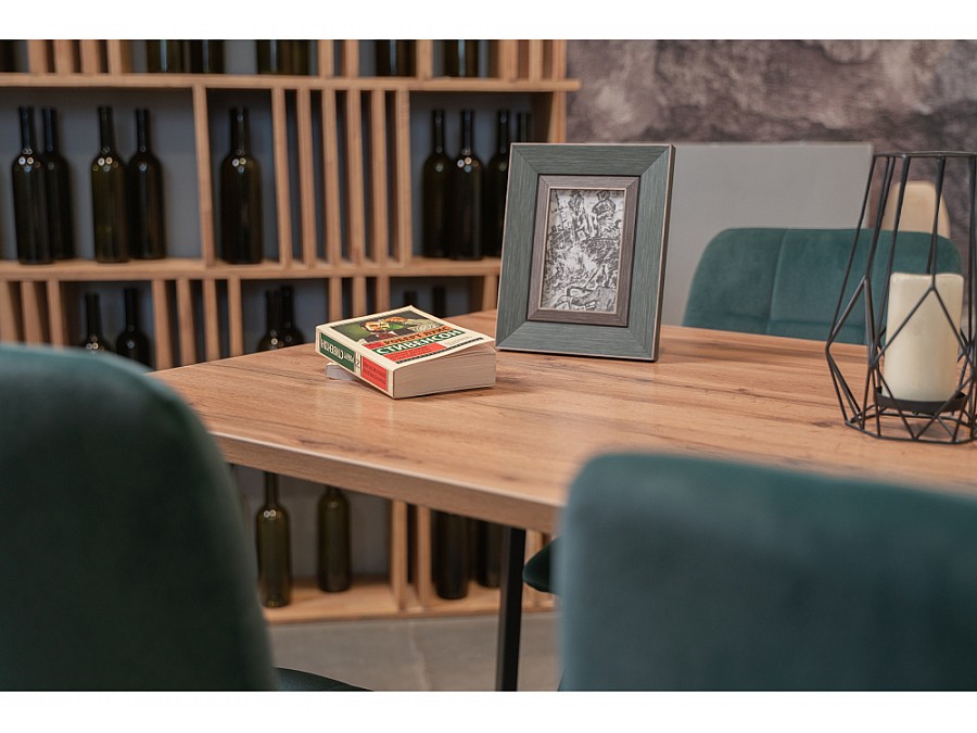 Стол деревянный Тринити Лофт 120х80х75 25 мм дуб делано темный / черный матовый