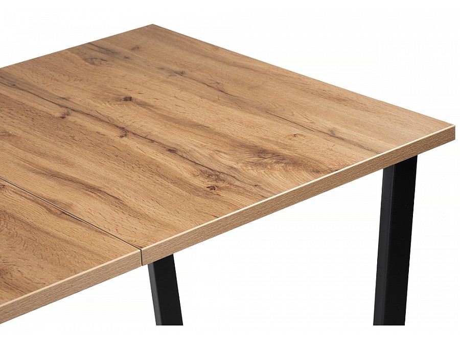 Стол деревянный раскладной Лота Лофт 120(160)х75х75 25 мм черный матовый / дуб вотан