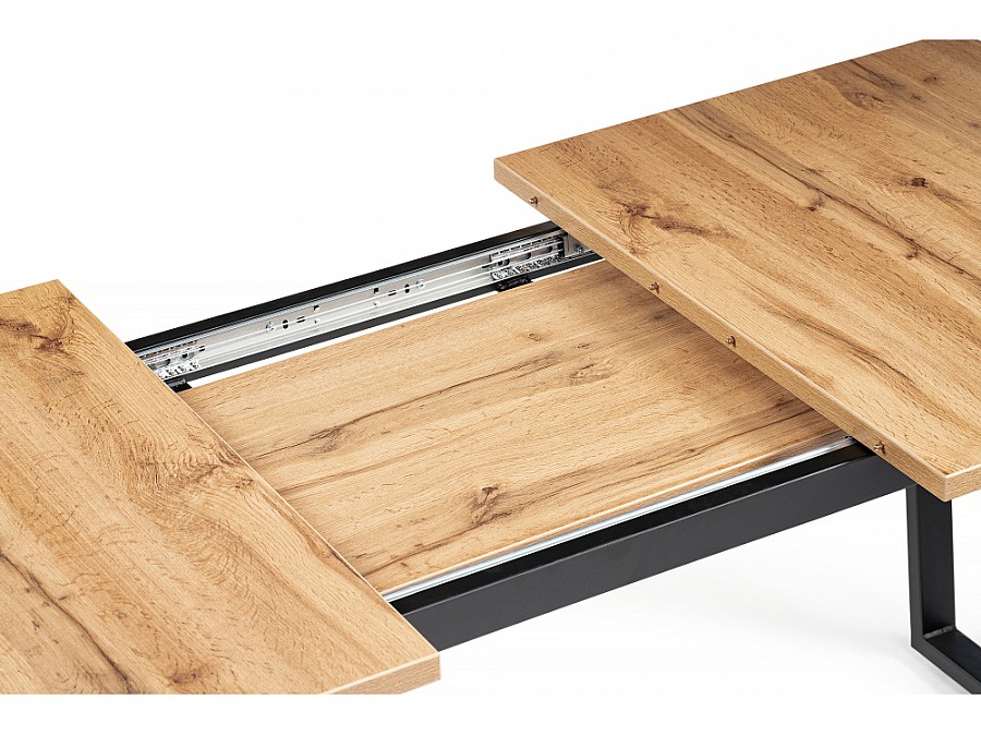Стол деревянный раскладной Лота Лофт 120(160)х75х75 25 мм черный матовый / дуб вотан