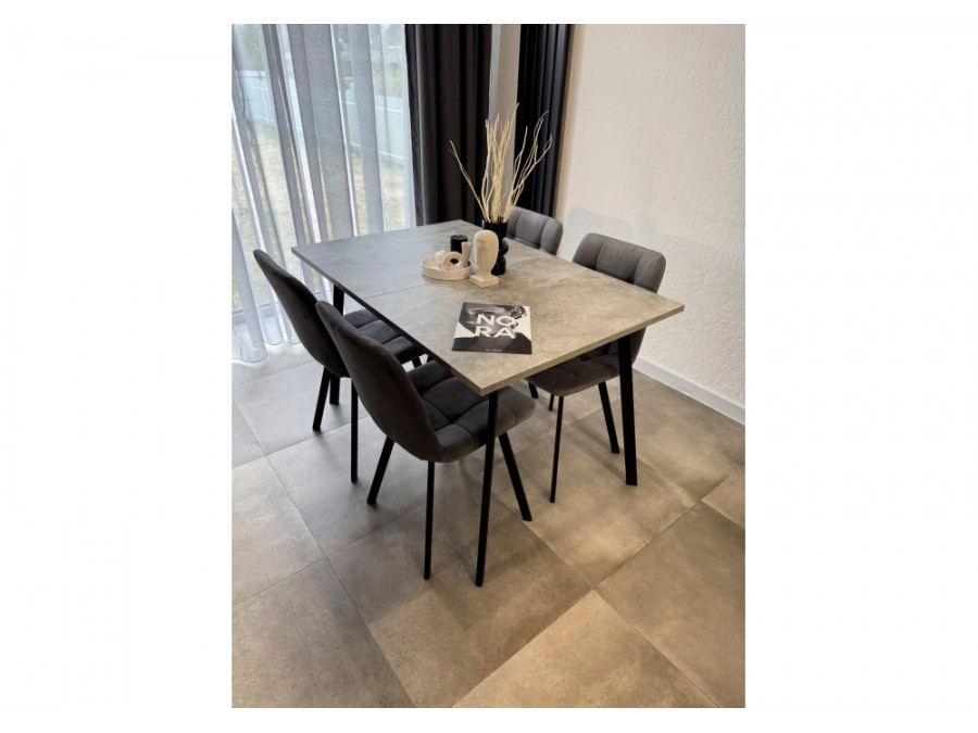 Кортни 117 (157) x 77 бетон светлый / черный матовый