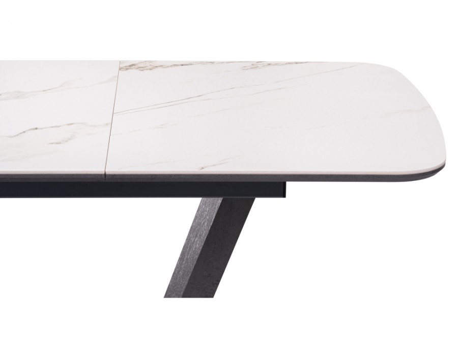 Керамический стол Петир 120(160)х80х75 белый мрамор / графит / темный камень
