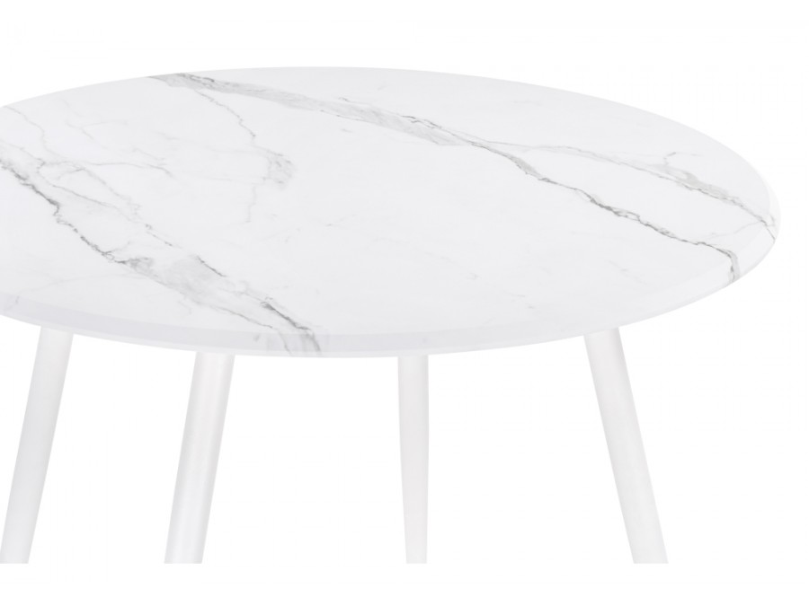 Стол деревянный Абилин 90х76 мрамор белый / белый матовый