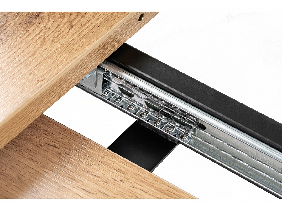 Стол деревянный раскладной Лота Лофт 120(160)х75х75 25 мм черный матовый / дуб вотан