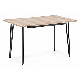 Стол деревянный раскладной Денвер Лофт 120 25 мм дуб делано светлый / черный матовый