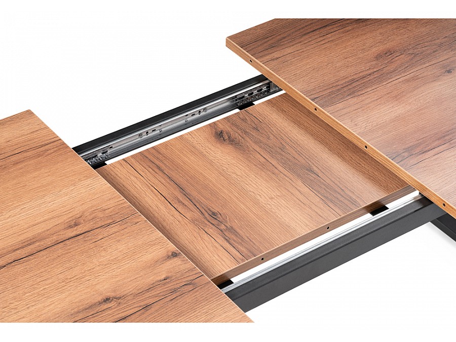 Стол деревянный Лота Лофт 140(180)х80х74 25 мм дуб делано темный / матовый черный