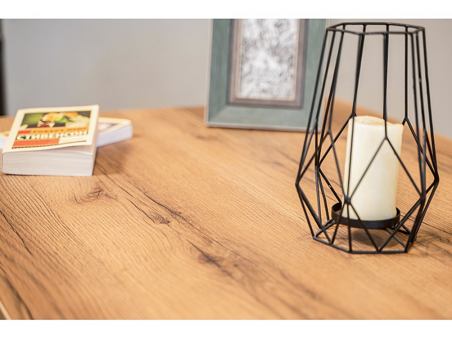 Стол деревянный Лота Лофт 140х80х75 25 мм дуб вотан / матовый черный