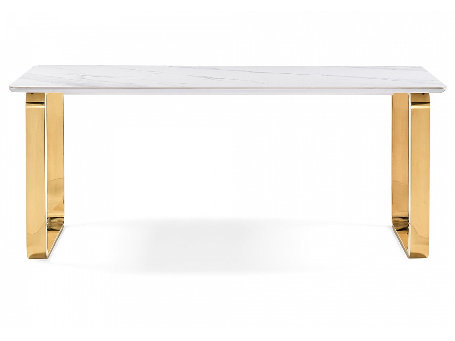 Керамический стол Селена 4 180х90х77 белый мрамор / золото
