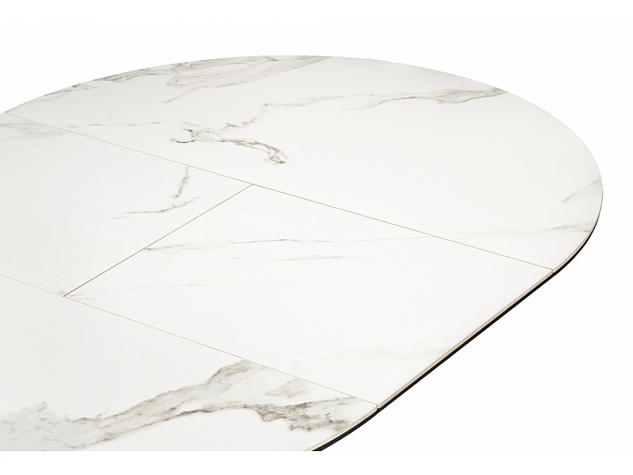 Керамический стол Нельсон 100(140)х100х76 alpine white / черный