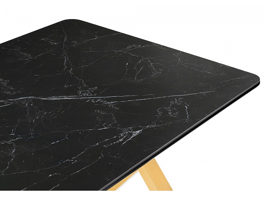 Керамический стол Селена 3 180х90 черный мрамор / золото
