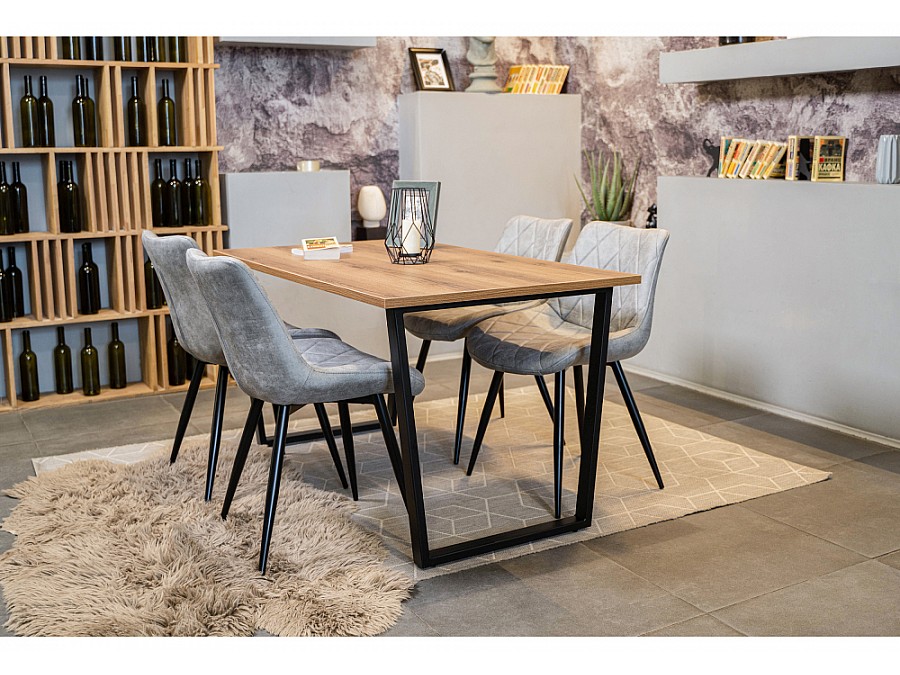 Стол деревянный Лота Лофт 140х80х75 25 мм дуб вотан / матовый черный