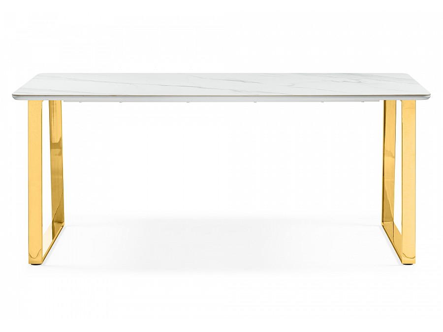 Керамический стол Селена 2 180х90х77 белый мрамор / золото