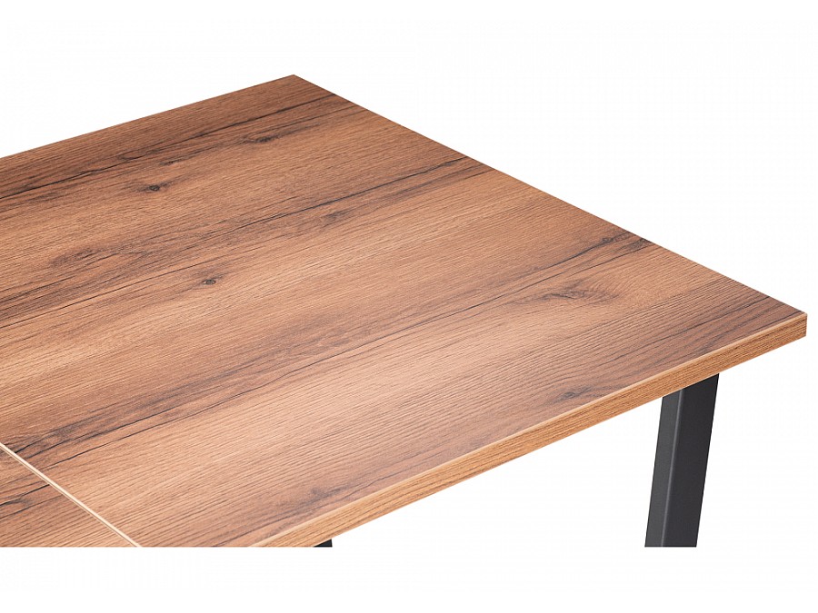 Стол деревянный Лота Лофт 140(180)х80х74 25 мм дуб делано темный / матовый черный