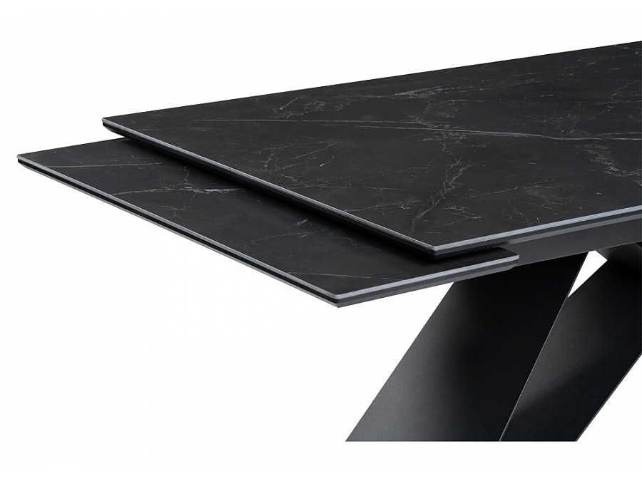 Керамический стол Ноттингем 160(220)х90х77 черный мрамор / черный