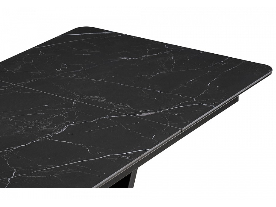 Керамический стол Бугун 120(160)х80х77 черный мрамор / черный
