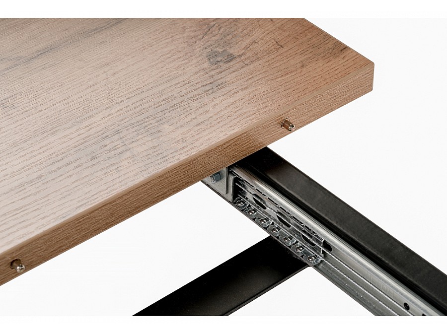 Стол деревянный раскладной Лота Лофт 120(160)х75х75 25 мм дуб делано темный / матовый черный