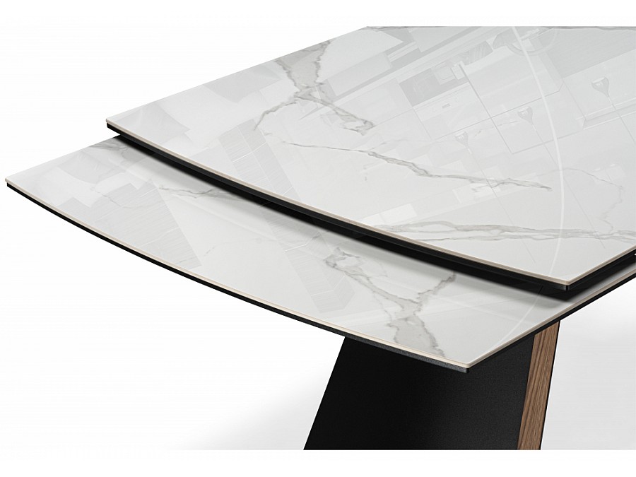 Симмонс 180(260)x90 statuario titan gloss / черный / орех дуб монтана