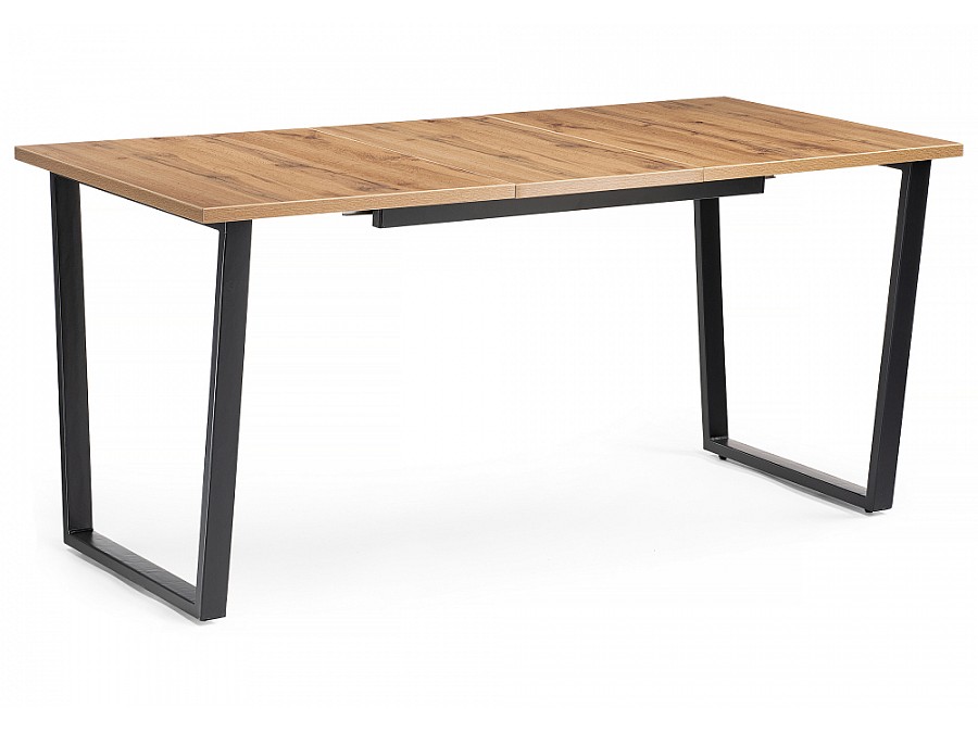 Стол деревянный раскладной Лота Лофт 120(160)х75х75 25 мм черный матовый / дуб вотан