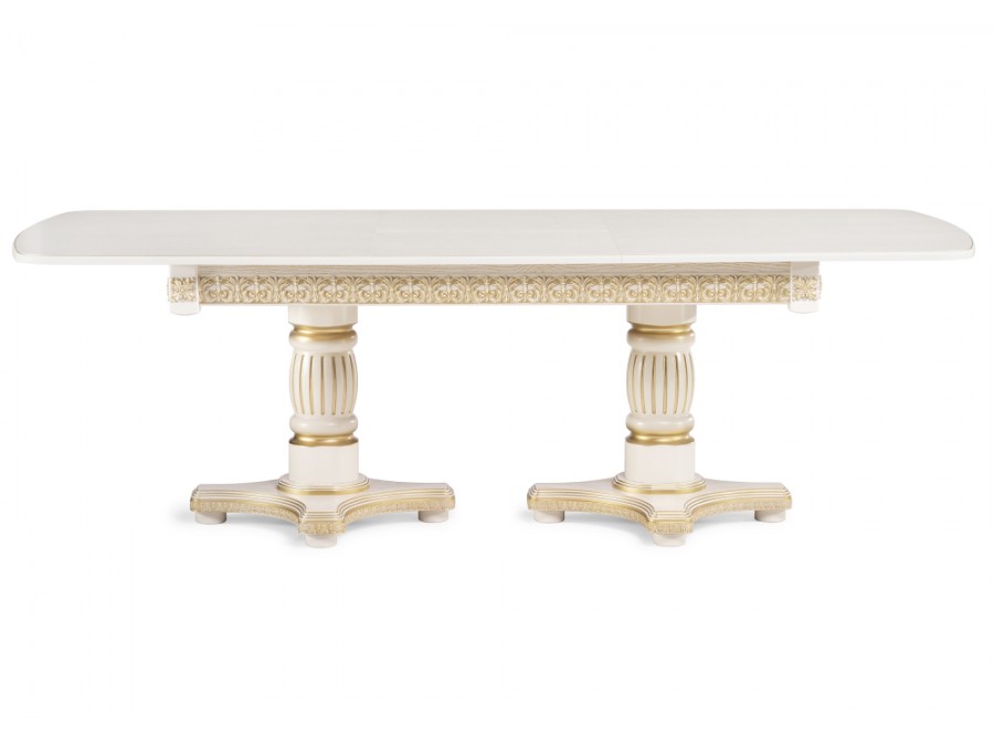 Стол деревянный Морнит 180(240)х100х76 слоновая кость / золото