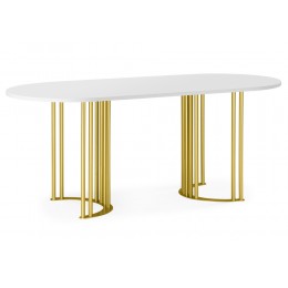 Хьюго О 180 х 90 белая шагрень пленка / золотые ноги