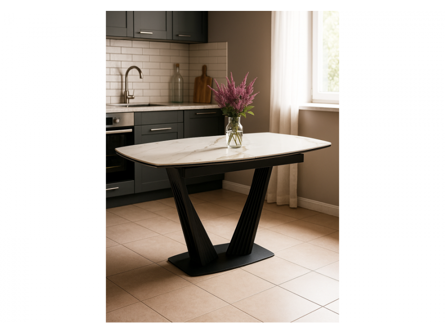 Вейл 160(205)х89 белый мрамор snow white / черный