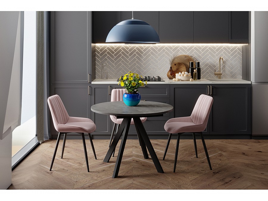 Стол деревянный Трейси 90(120)х90х75 бетон / черный