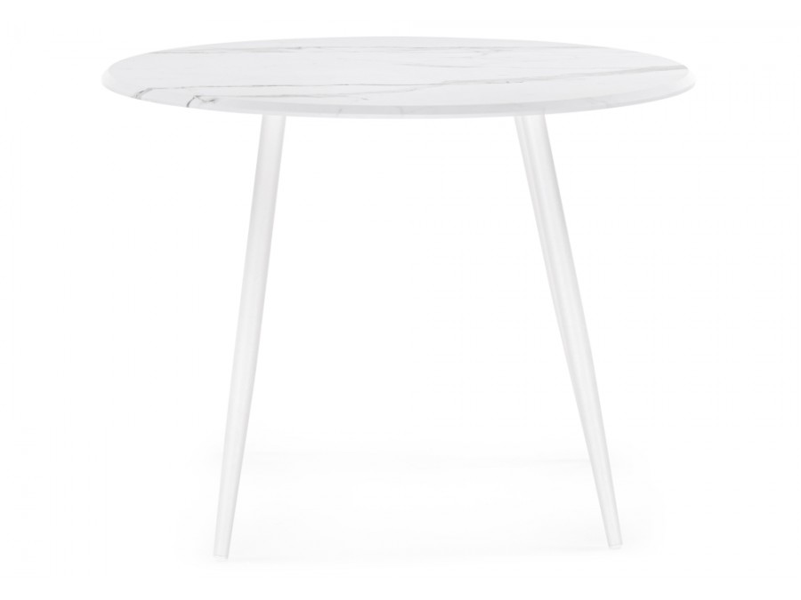 Стол деревянный Абилин 90х76 мрамор белый / белый матовый