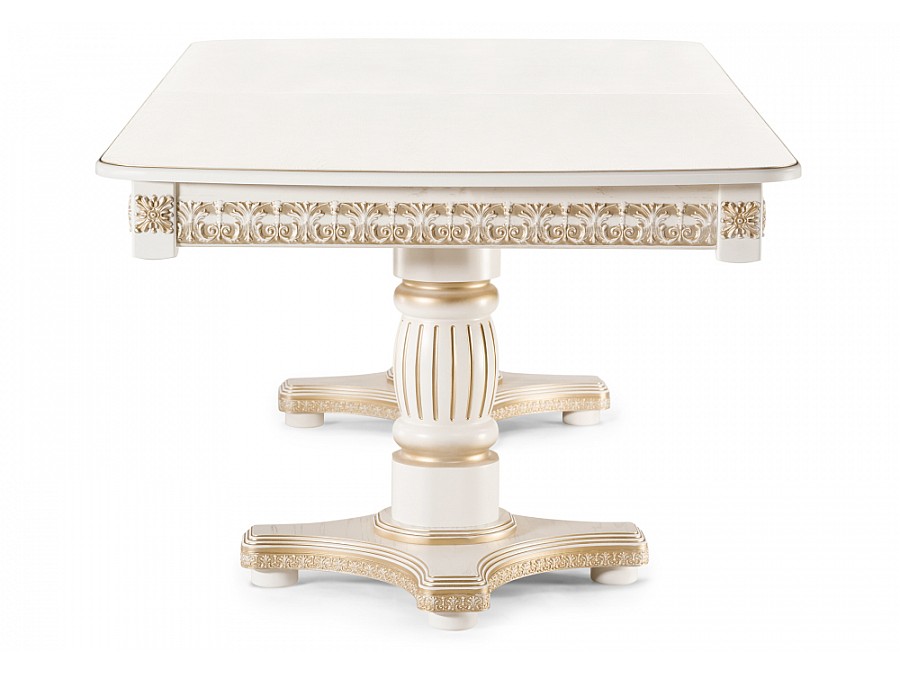 Стол деревянный Морнит 220(320)х110 слоновая кость / золото
