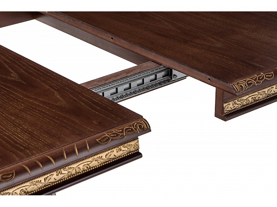 Стол деревянный Кантри 160(200-240)х107х78 орех с золотой патиной