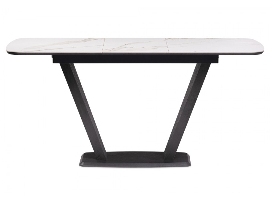 Керамический стол Петир 120(160)х80х75 белый мрамор / графит / темный камень