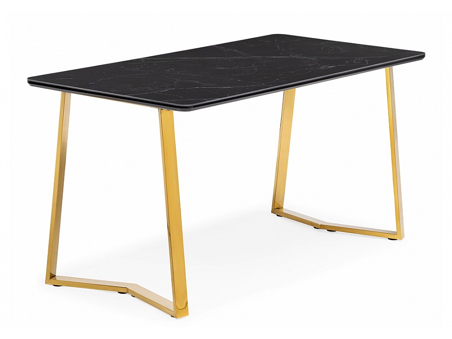 Керамический стол Селена 1 180х90 черный мрамор / золото