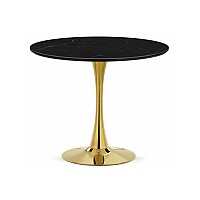 Керамический стол Тулип 90х73 черный мрамор / золото