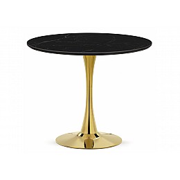 Керамический стол Тулип 90х73 черный мрамор / золото