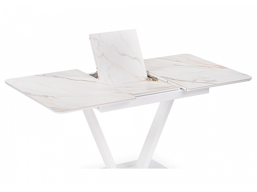 Керамический стол Бугун 120(160)х80х77 белый мрамор с прожилками / белый