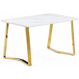 Керамический стол Селена 1 140х80х77 белый мрамор / золото