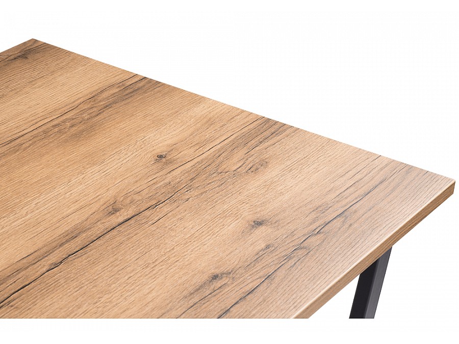 Стол деревянный Лота Лофт 140х80х75 25 мм дуб делано темный / матовый черный