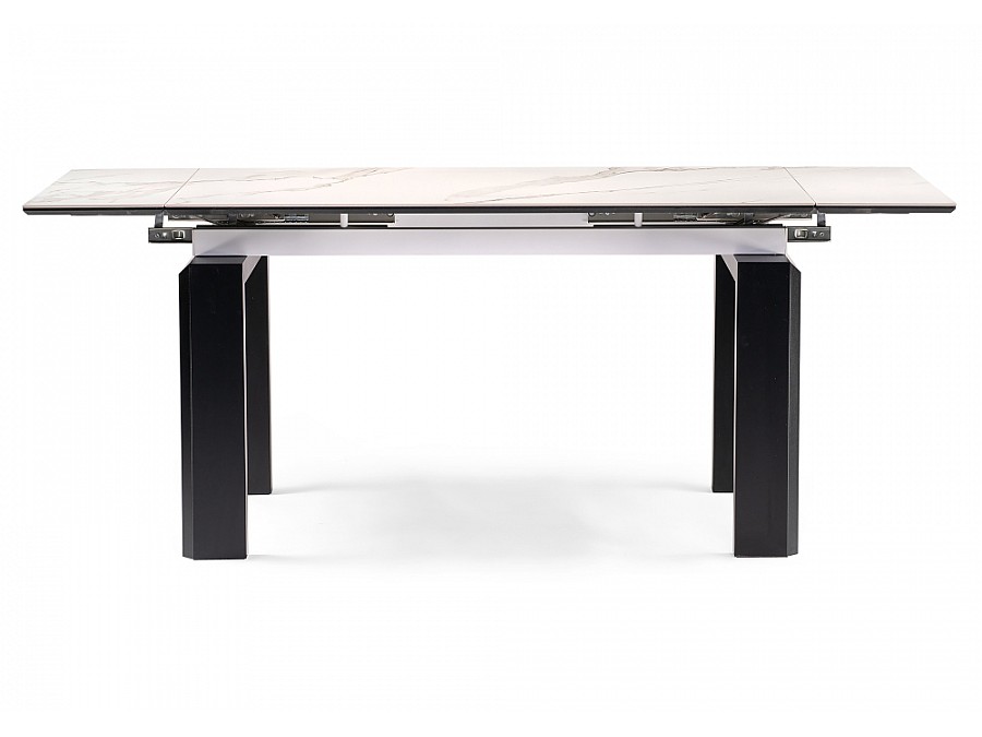 Керамический стол Давос 140(200)х80х78 белый мрамор / черный кварц