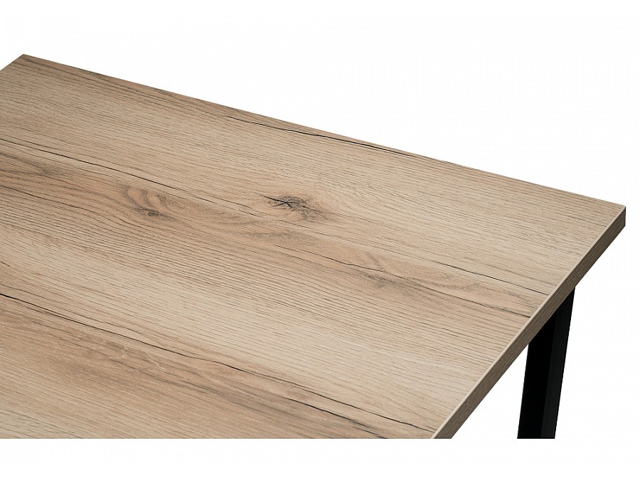 Стол деревянный раскладной Лота Лофт 120(160)х75х75 25 мм черный матовый / дуб делано светлый