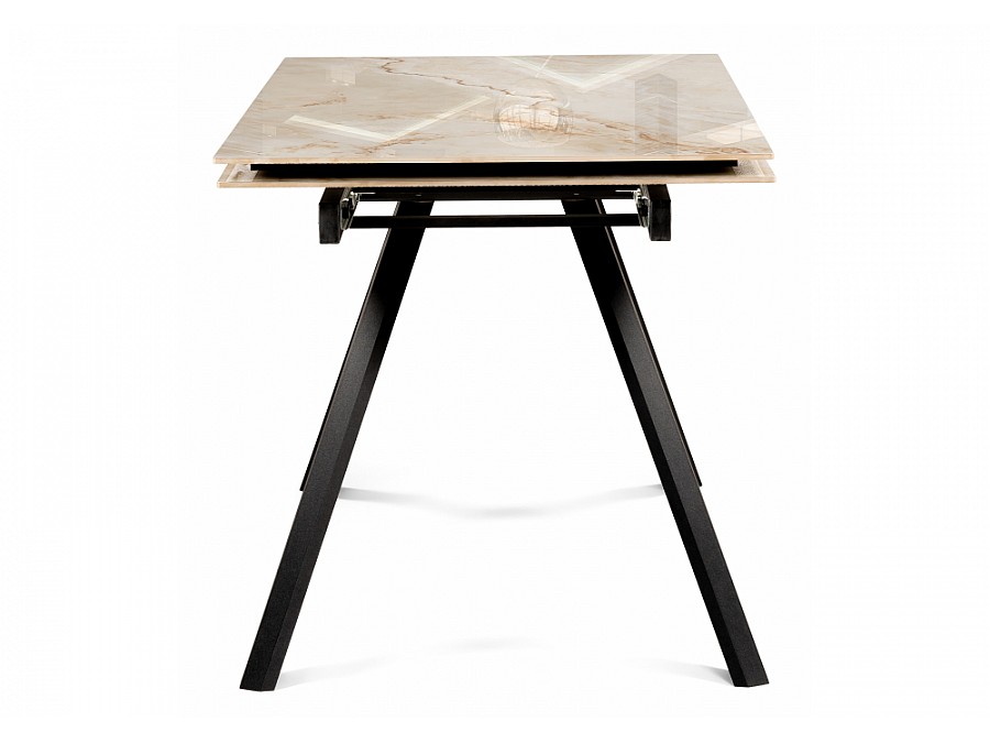 Керамический стол Морсби 140(200)х80х80 butterfly onyx beige / черный